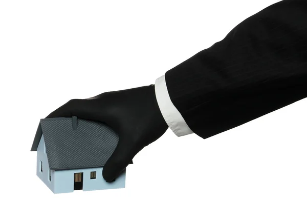 Černé gumové rukavice s domu — Stock fotografie