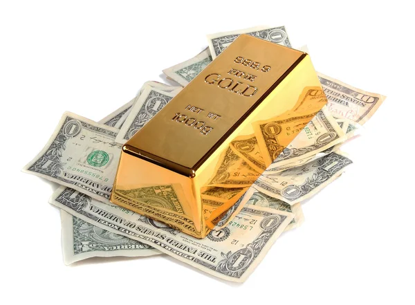 Zlatý bar s bankovek — Stock fotografie