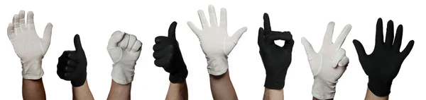 Stock image Symbol of teamwork with black and white gloves