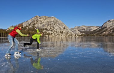 Frozen lake ice skating. clipart