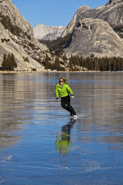 stock image Frozen lake ice skating.