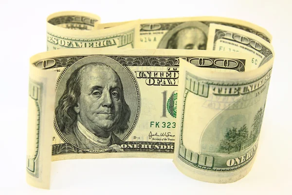 Dollargeld auf weißem Grund — Stockfoto