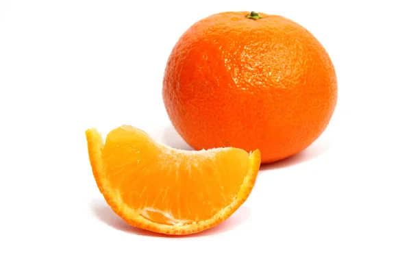 Tangerine with lobule on a white background — Stock Photo, Image