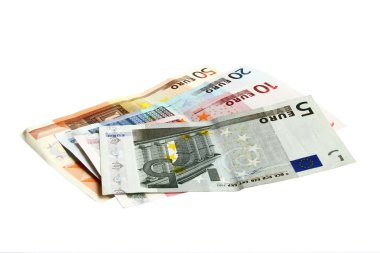 Beyaz arka plan üzerinde Euro para