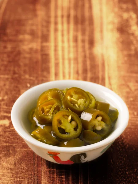 Asiático conservado chilies verdes — Fotografia de Stock