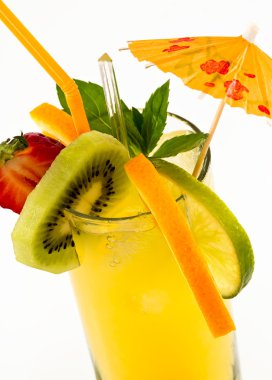 Chilled summer drink with fresh fruits clipart