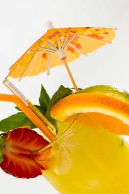 Detail chilled summer drink with fresh fruits