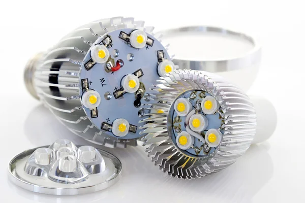 Powerful LED bulb E27 and GU10 with removing covers the dispersi — Stock Photo, Image