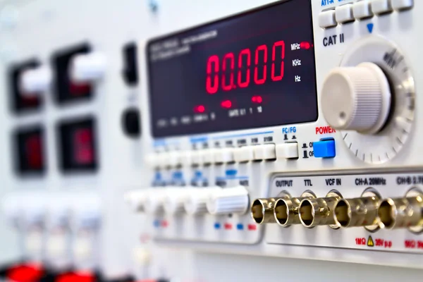 Coaxial connectors of laboratory function generator with frequen — Stock Photo, Image