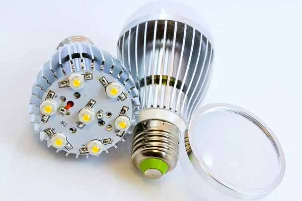 Two LED light bulbs with 1 Watts SMD chips one of them without — Stock Photo, Image