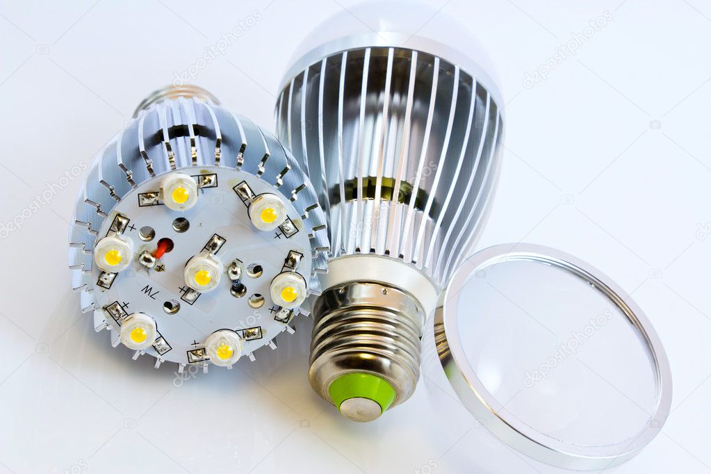 Two LED light bulbs with 1 Watts SMD chips one of them without