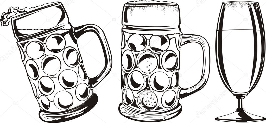 Beer mug and glass - black and white