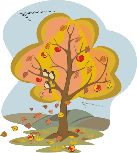 Sonbahar ağacı - dört mevsim — Stok Vektör