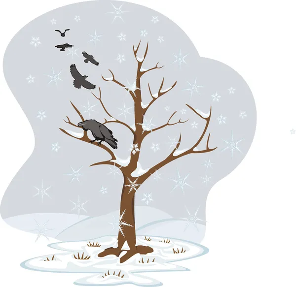 Winter tree - four seasons — Stock Vector