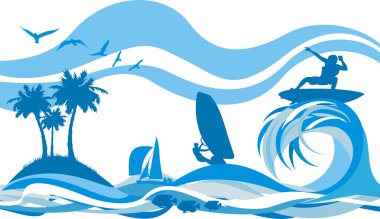 On the wave - water sports and recreation clipart