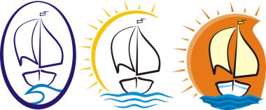 Yacht at sea - silhouette clipart