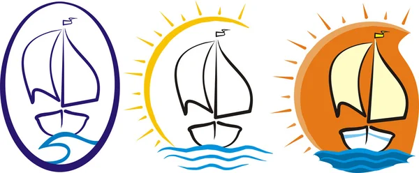 Yacht in mare - silhouette — Vettoriale Stock