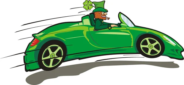 Happy st. patrick`s day - speedy leprechaun — Stock Vector