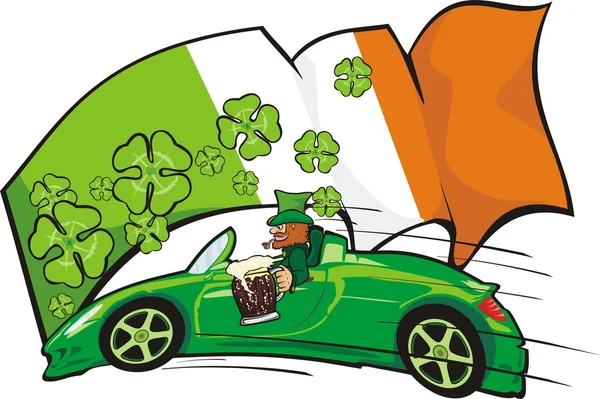 妖精的爱尔兰国旗背景上的驱动程序 — 图库矢量图片