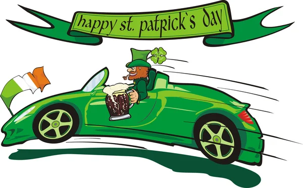 Leprechaun och happy St patrick's day — Stock vektor