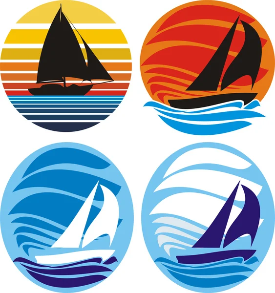 Yacht and sailing, sea and sunset — Stock Vector