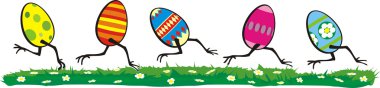 Running eggs - easter day clipart