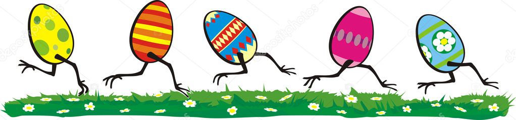 Running eggs - easter day — Stock Vector © ciuciumama #8359394