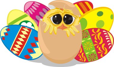 Painting eggs - happy easter clipart