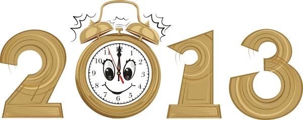 2013 - new year and alarm clock — Stock Vector