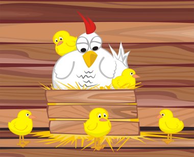 Hen and her chicken clipart