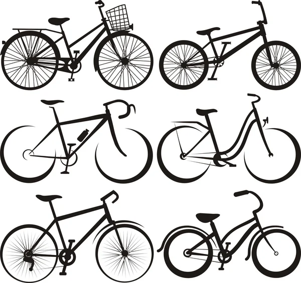 Bicicleta - silueta y los contornos — Vector de stock