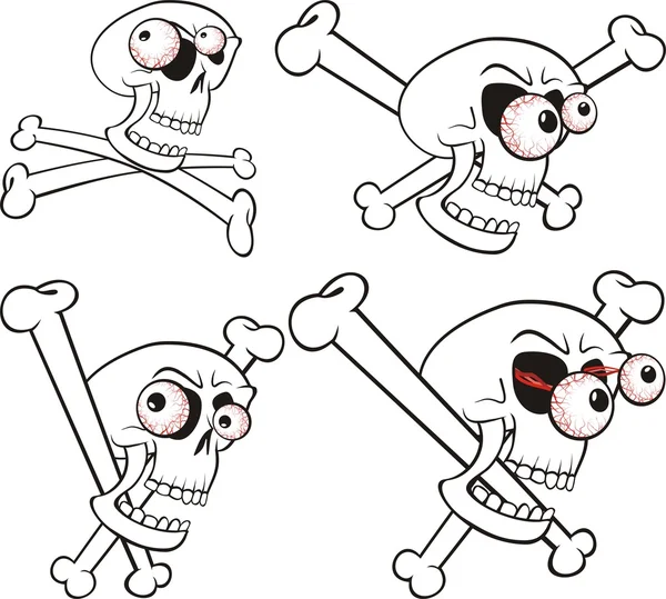 Zeichentrickschädel und Knochen — Stockvektor