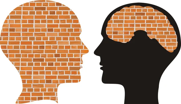 Head and brain of brick — Stock Vector