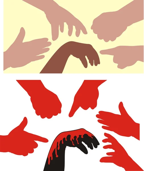 인종 차별 주의-인간의 손 — 스톡 벡터