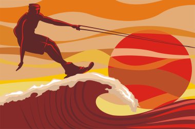 On the wave - water skiing clipart