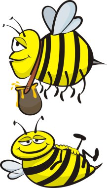 Industrious and lazy bee clipart