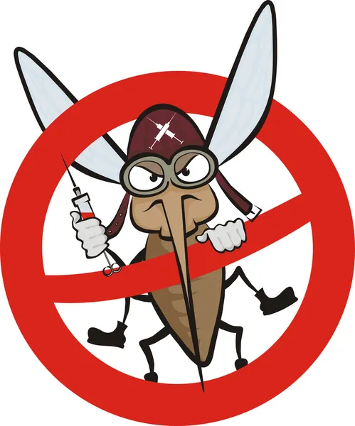 愤怒的蚊子-警告标志 — 图库矢量图片