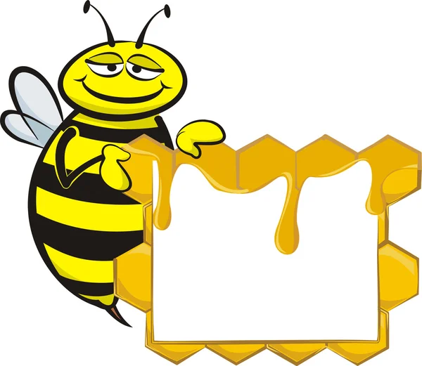 Biene und leeres Schild — Stockvektor