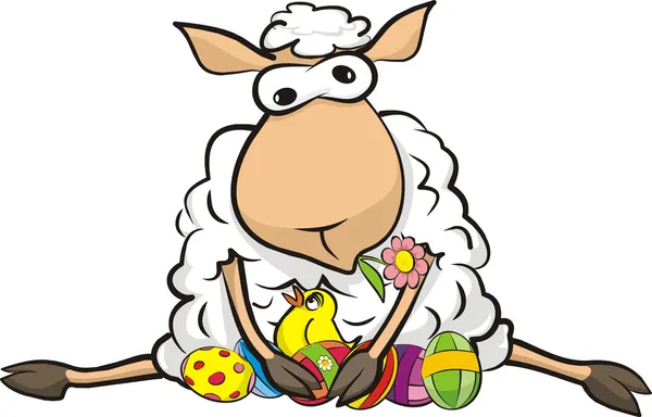 Ovelhas surpreendidas - Páscoa feliz — Vetor de Stock