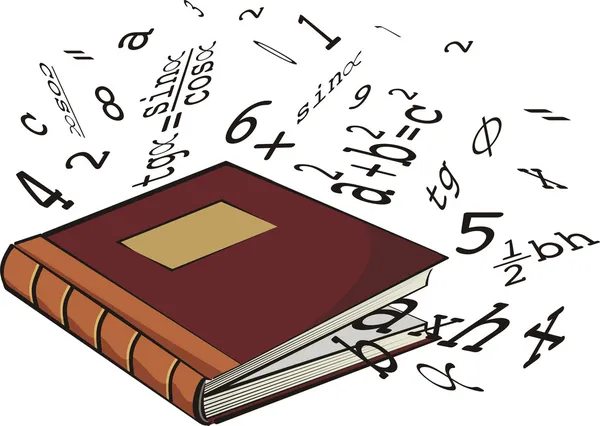 School textbook - numbers and mathematical formulas — Stock Vector