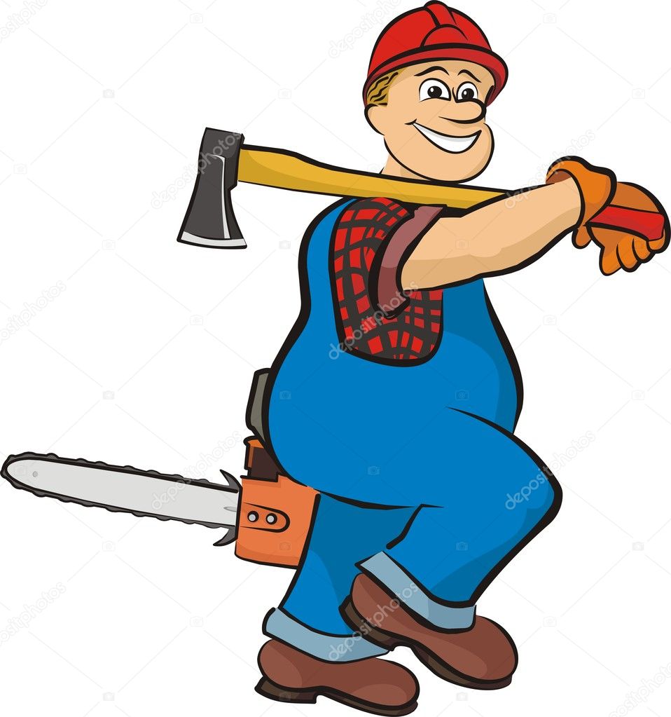 Smiling lumberjack - in working clothes