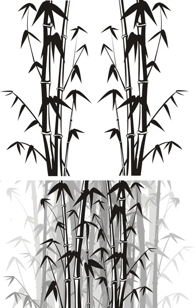 Fundo de bambu - preto e branco — Vetor de Stock