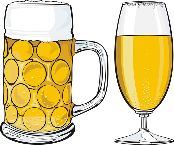 Bierkrug und Glas — Stockvektor