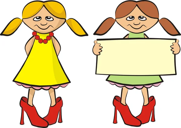 Little fashionistas with banner — Stock Vector