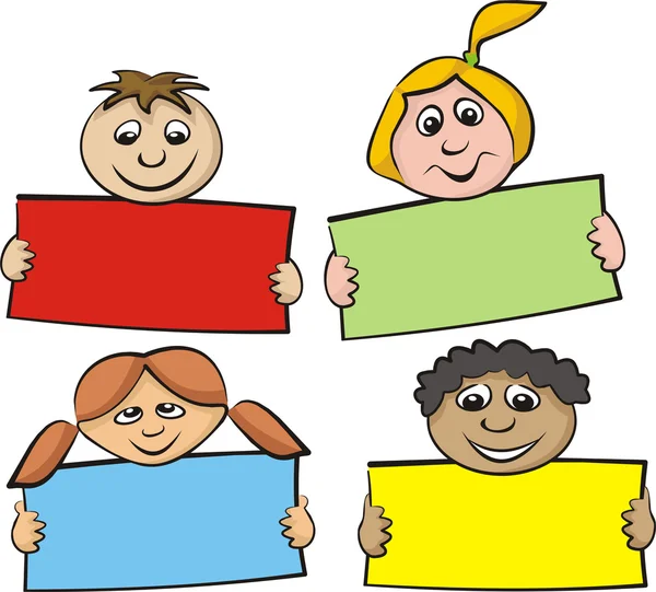 Enfants avec un morceau de papier — Image vectorielle