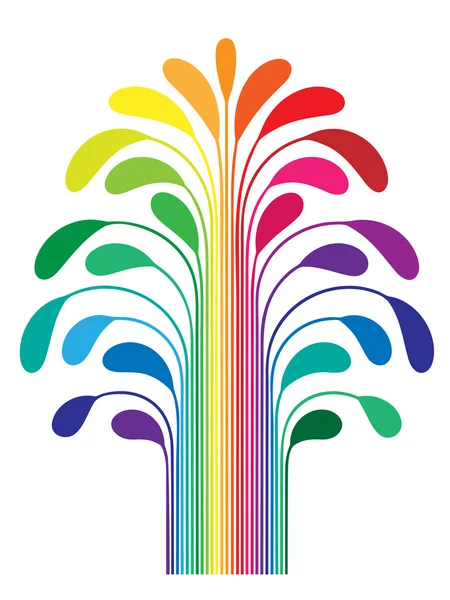 Résumé arbre stylisé simple couleur arc-en-ciel — Image vectorielle