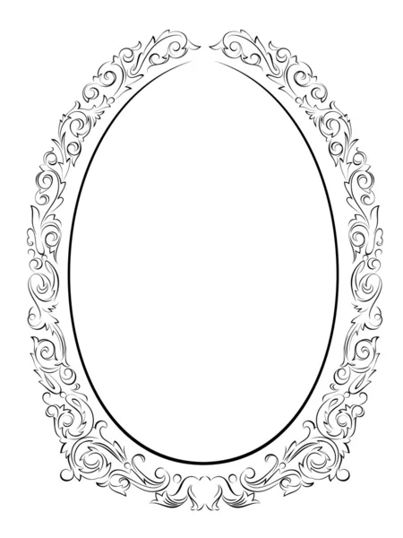 Caligrafía caligrafía oval marco barroco negro — Vector de stock