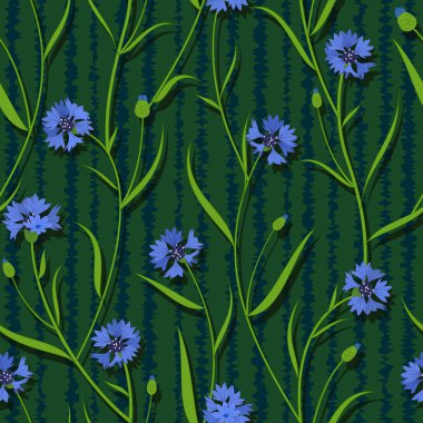 Seamless cornflower green blue pattern background