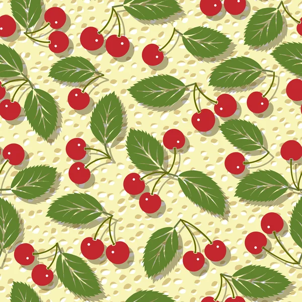 Seamless vector pattern with red cherries — Stock Vector