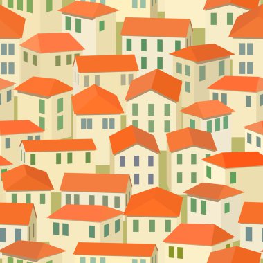 Seamless red roof of old town clipart